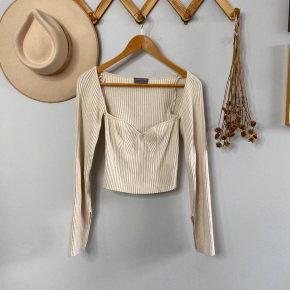 Urban Outfitters Sweaters - Urban Outfitters Cream Ribbed Crop Sweater